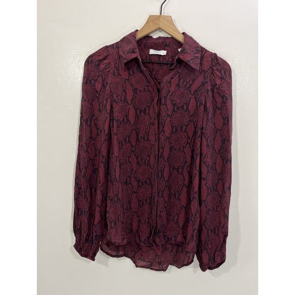 A.L.C. Top 4 Snakeskin Silk Blouse Tunic Mob Wife Red Whimsigoth Fairy Witchy - Picture 1 of 13